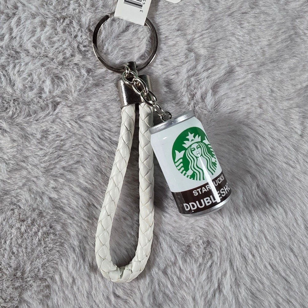 Starbucks Keychain Unisex OS White Doubleshot Espresso Can Braided Wristlet